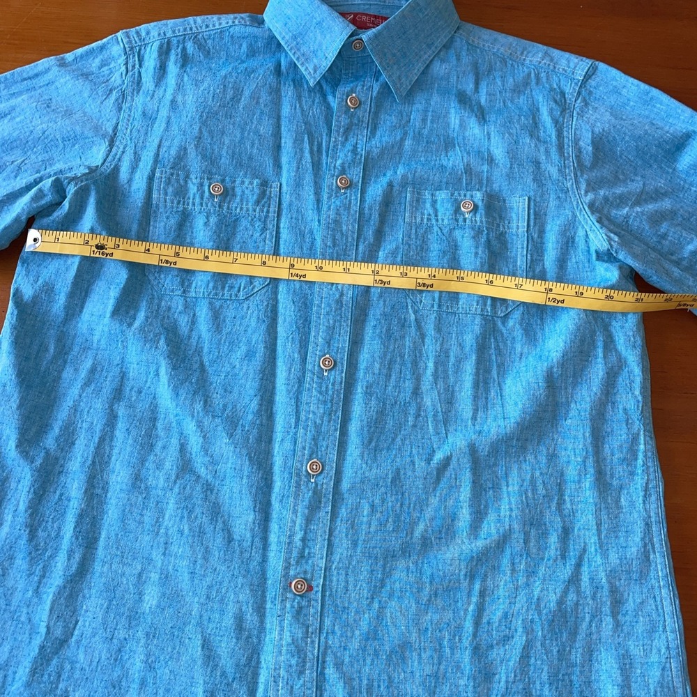Cremieux Men's Button Down Collar Shirt Short Sleeve Cotton/Linen Large Slim Fit - Picture 10 of 13